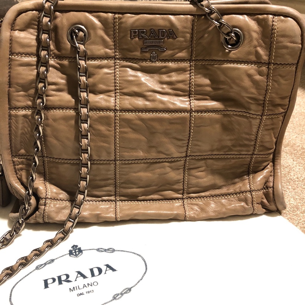 PRADA Nude Leather Shoulder Bag